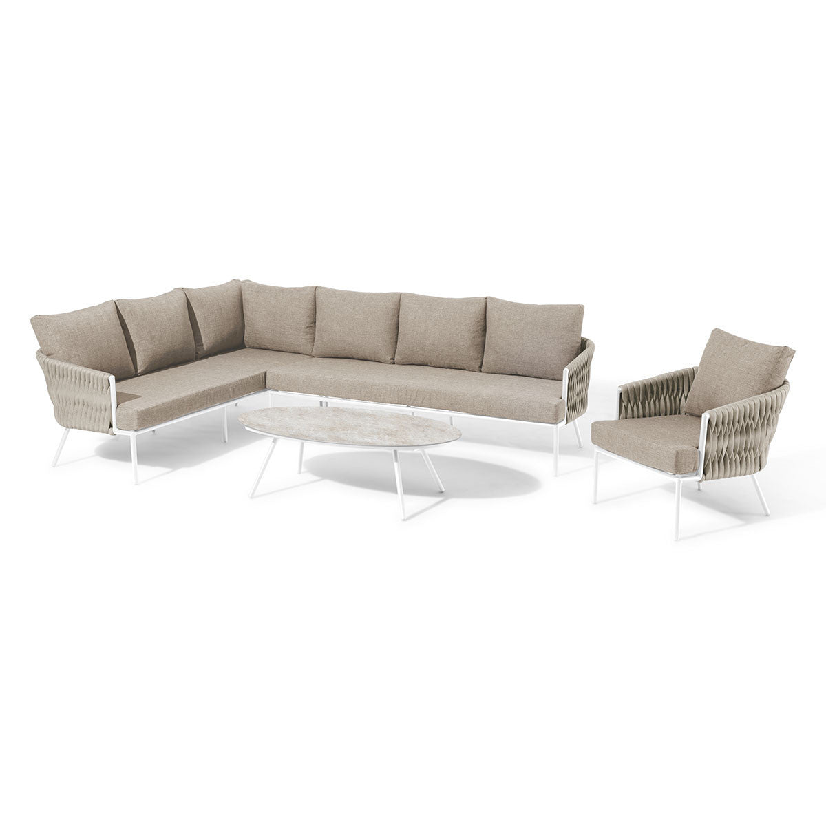 Marina Outdoor Fabric Corner Sofa Group with Armchair