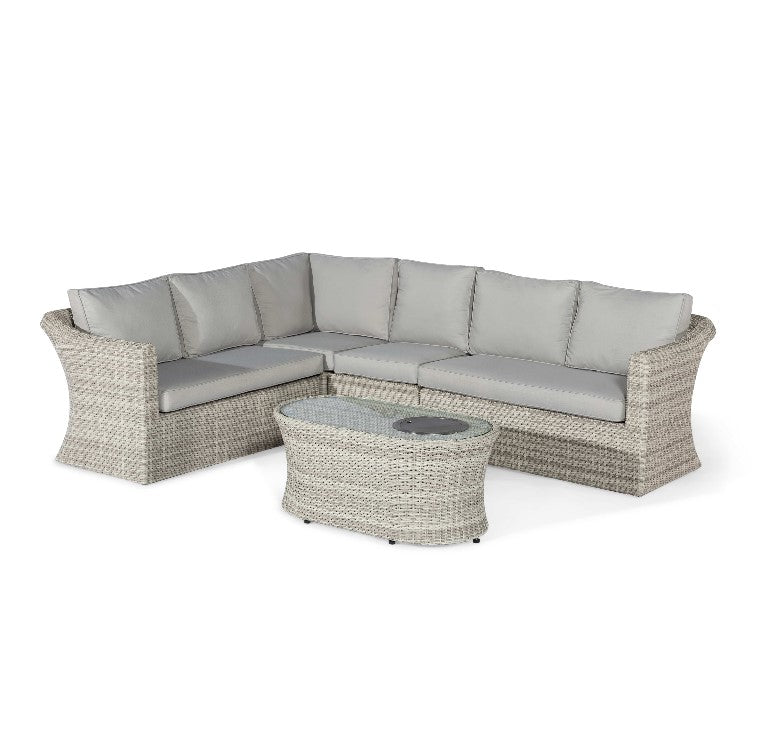 Oxford Rattan Large Corner Sofa with Fire Pit Coffee Table
