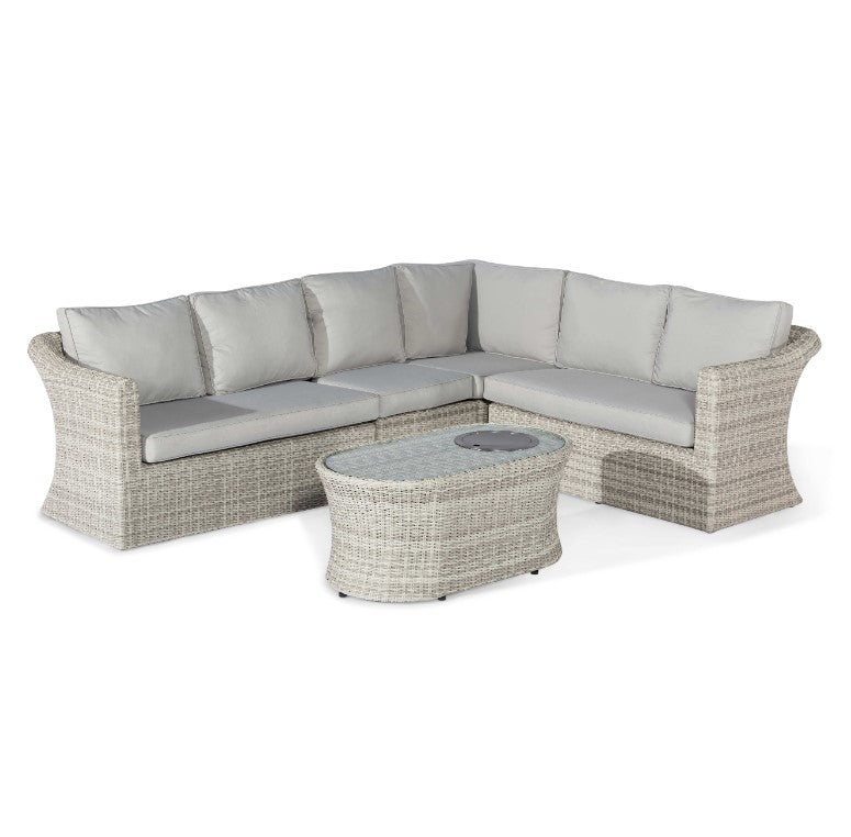 Oxford Rattan Large Corner Sofa with Fire Pit Coffee Table