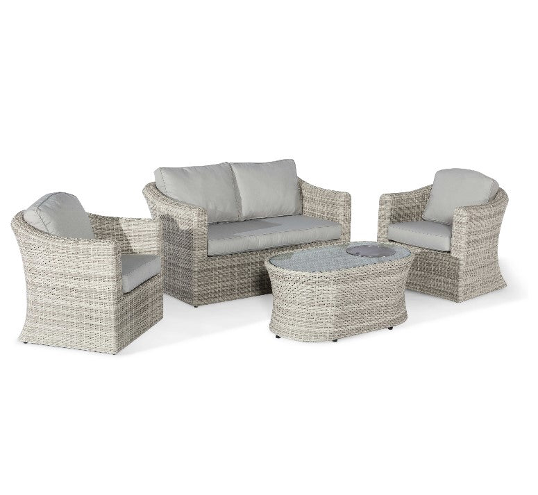 Oxford Rattan 2 Seat Sofa Set with Fire Pit Coffee Table