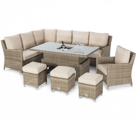 Winchester Rattan Corner Dining Set with Ice Bucket, Rising Table and Armchair