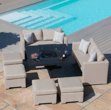 Fuzion Outdoor Fabric Cube Sofa Set with Fire Pit