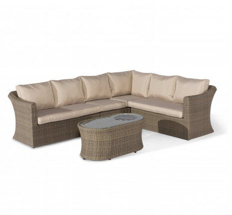 Winchester Large Rattan Corner Sofa Set with Fire Pit Table