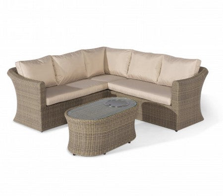 Winchester Small Rattan Corner Sofa Set with Fire Pit Coffee Table