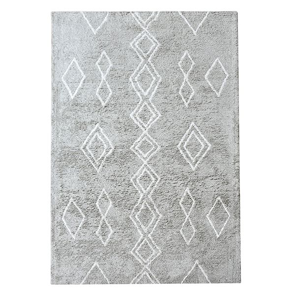 Silver & Ivory 'Bremen' Geometric Table Tufted Cotton Rug