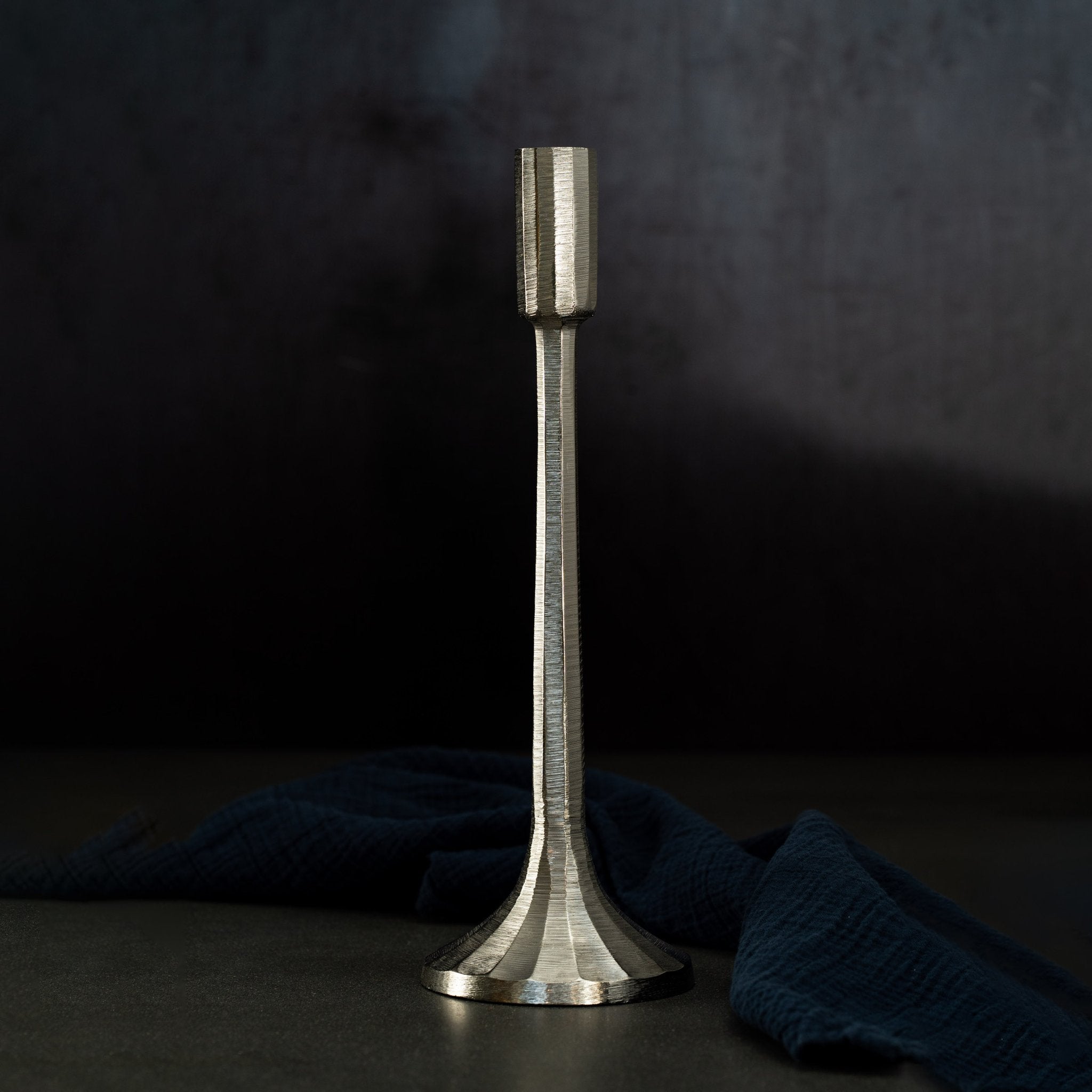 Aluminium Silver Contemporary Candle Stick Holder