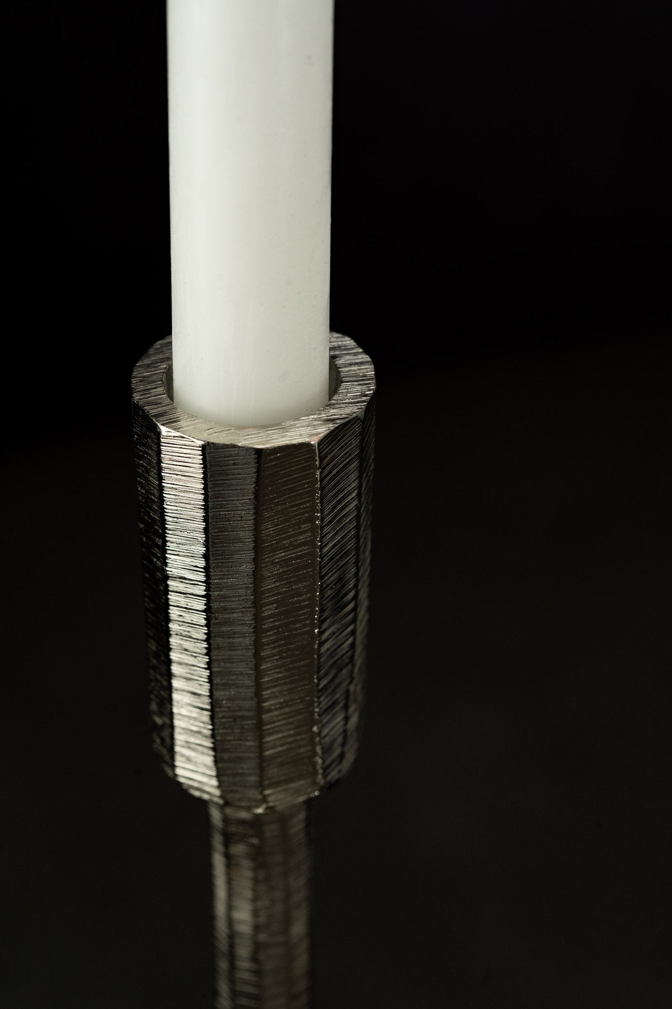 Aluminium Silver Contemporary Candle Stick Holder
