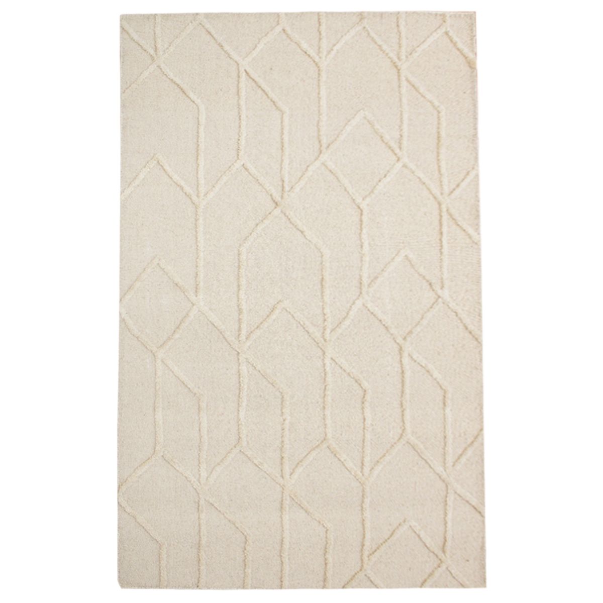 Ivory 'Dina' Textured Over Tufted Wool Modern Rug
