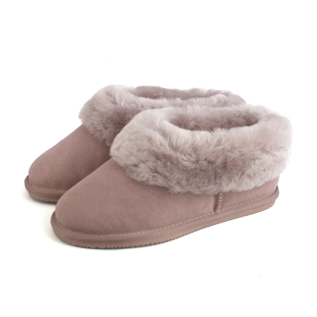 Deluxe Ladies 'Elena' Sheepskin Slippers - Mushroom