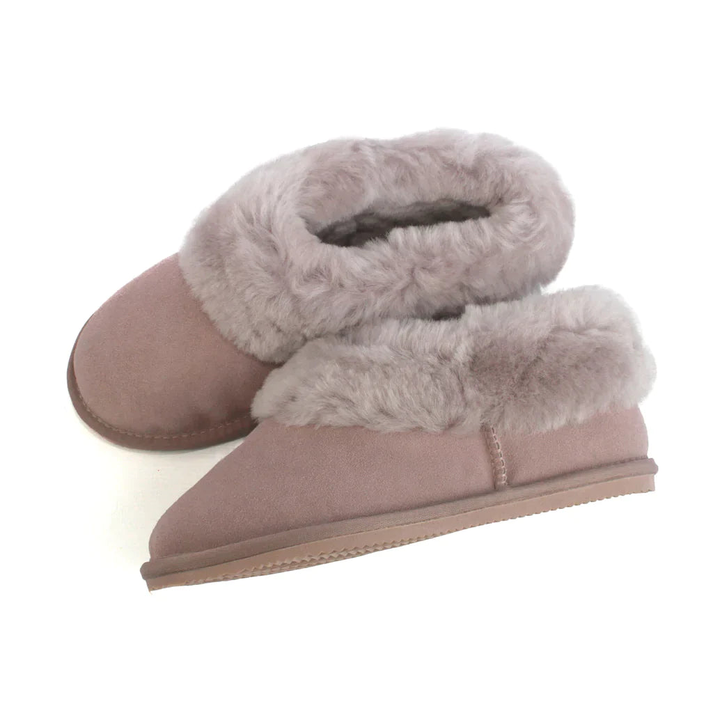 Deluxe Ladies 'Elena' Sheepskin Slippers - Mushroom