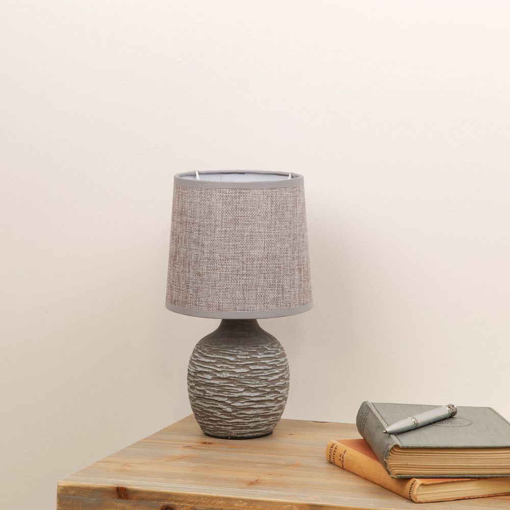 Textured Dark Grey Table Lamp