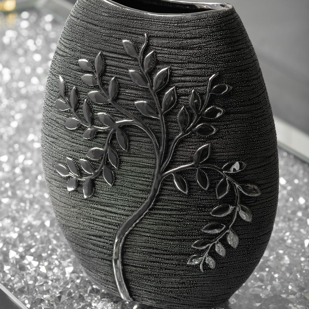 Silver Luxe Textured Grey Branch Oval Vase 24cm