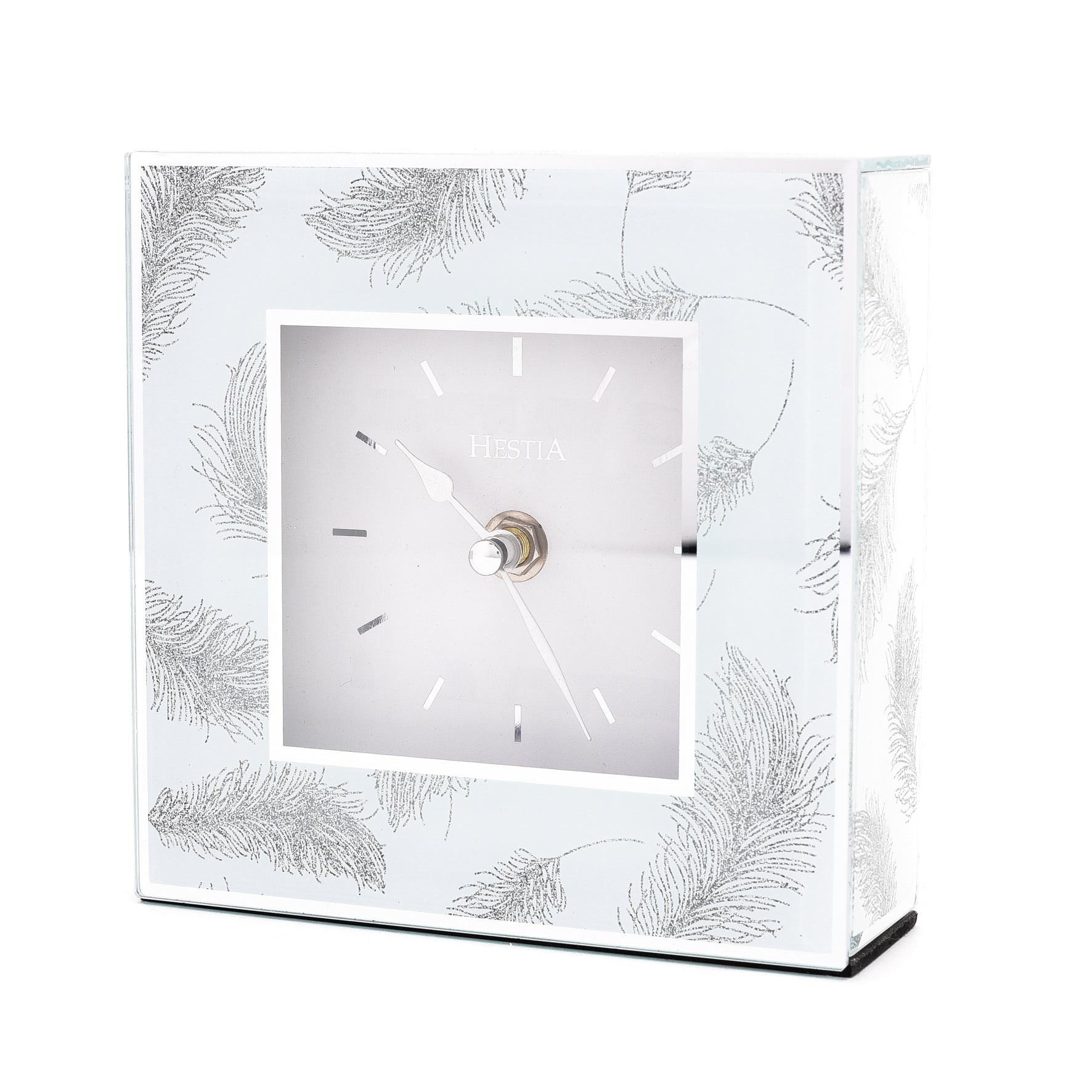 Hestia Silver Feathers Mantel Clock