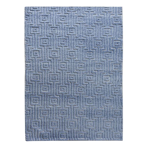 Ivory & Blue Textured 'Hemel' Indoor / Outdoor PET Rug