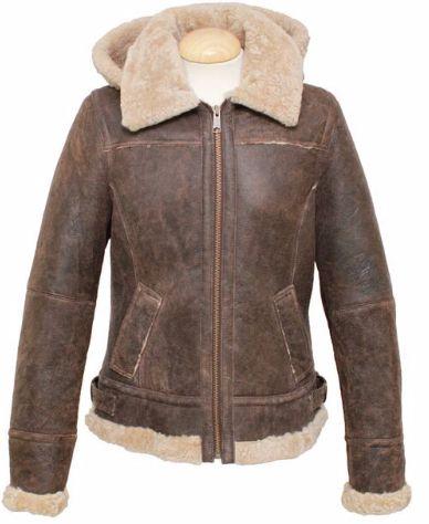 Ladies 'Jessie' Hooded Leather Sheepskin Jacket