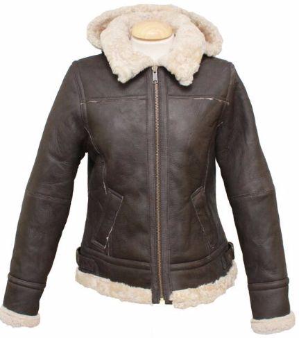 Ladies 'Jessie' Hooded Leather Sheepskin Jacket