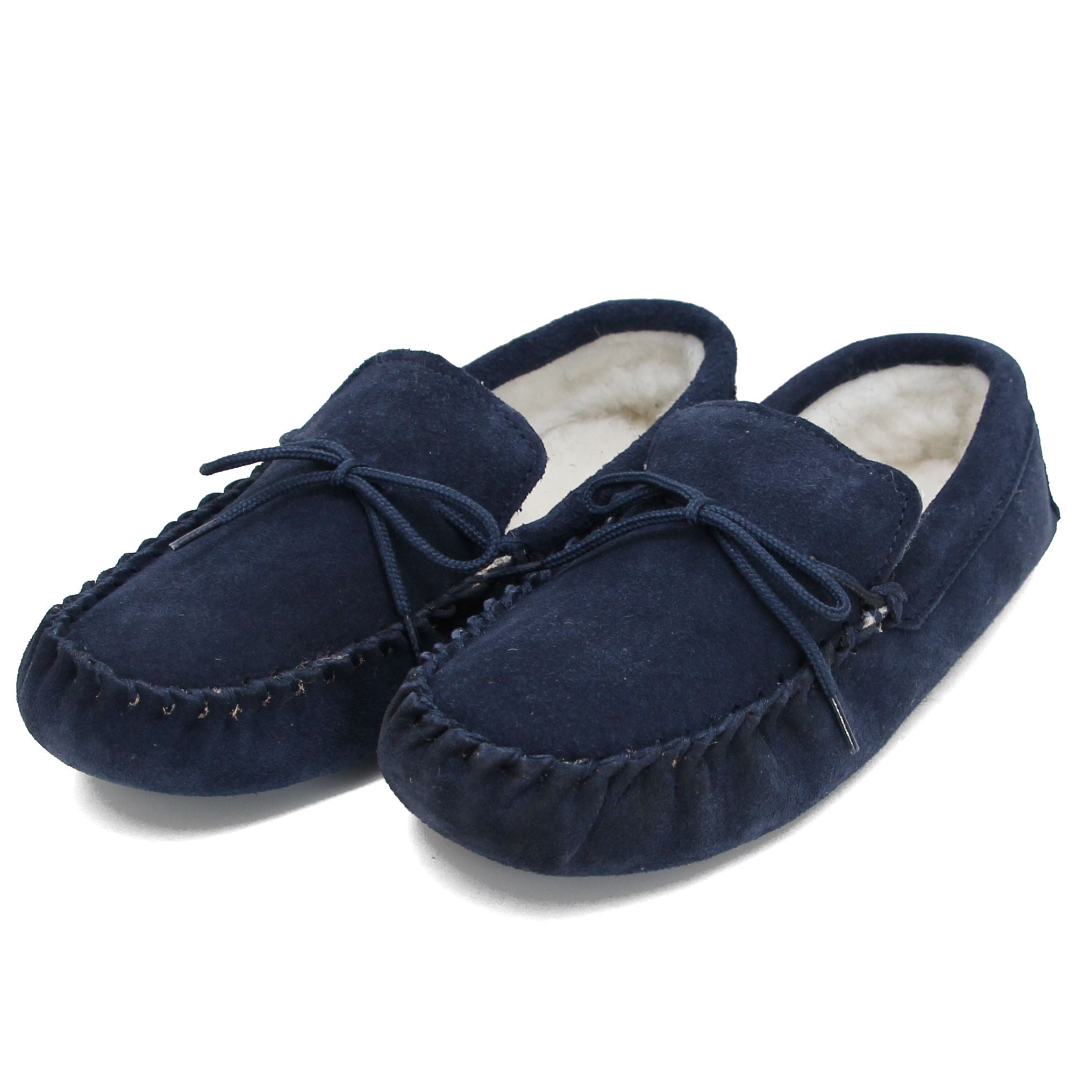 Ladies 'Taylor' Lambswool Moccasin with Soft Sole - Navy