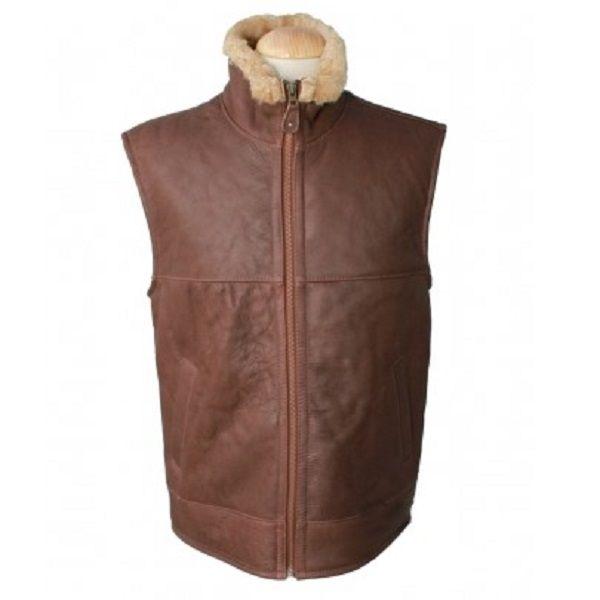 Mens 'Harvey' Gilet Leather Sheepskin Coat