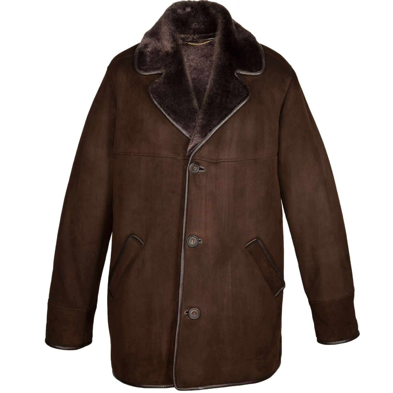 Suede shearling hot sale jacket mens