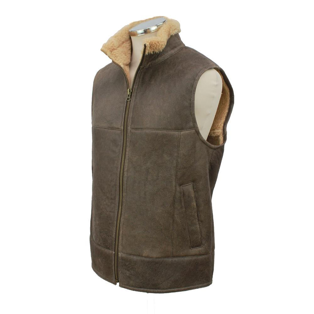 Mens 'Harvey' Gilet Leather Sheepskin Coat