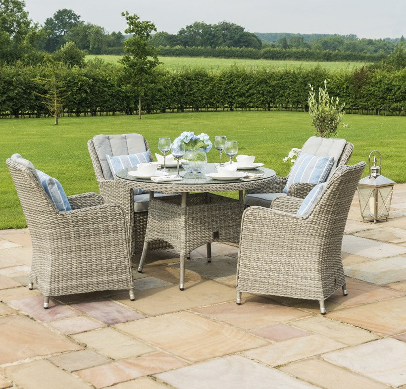 Oxford 4 Seat Rattan Round Dining Set with Venice Chairs