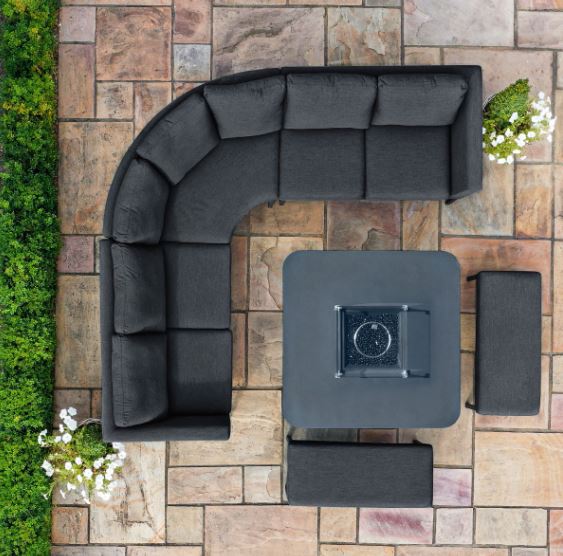 Pulse Deluxe Square Corner Dining Set with Fire Pit Table