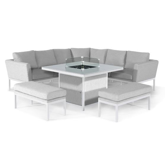 Pulse Deluxe Square Corner Dining Set with Fire Pit Table