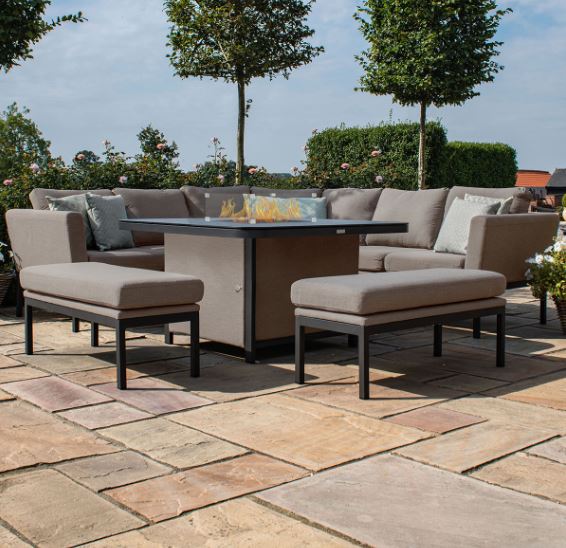 Pulse Deluxe Square Corner Dining Set with Fire Pit Table