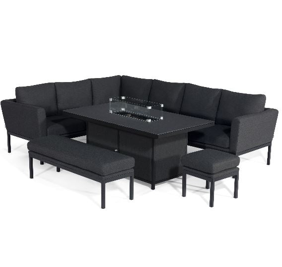 Pulse Rectangular Corner Dining Set With Fire Pit Table