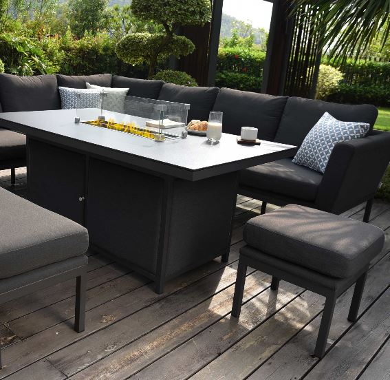 Pulse Rectangular Corner Dining Set With Fire Pit Table