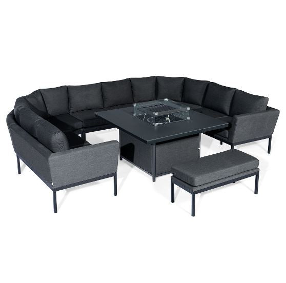 Pulse U Shape Corner Dining Set with Fire Pit Table