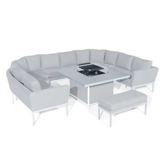 Pulse U Shape Corner Dining Set with Fire Pit Table