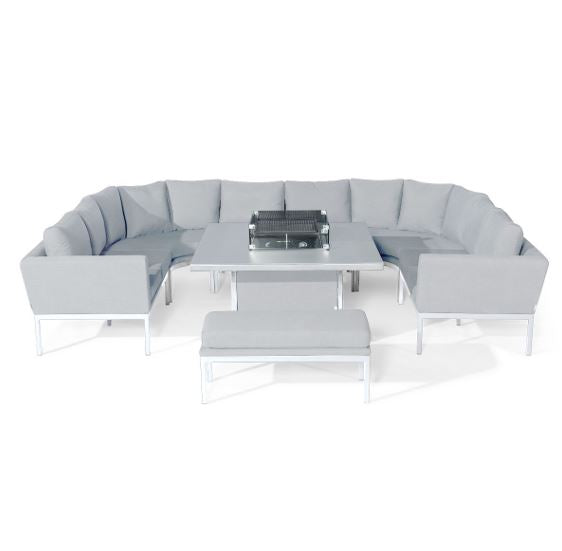 Pulse U Shape Corner Dining Set with Fire Pit Table