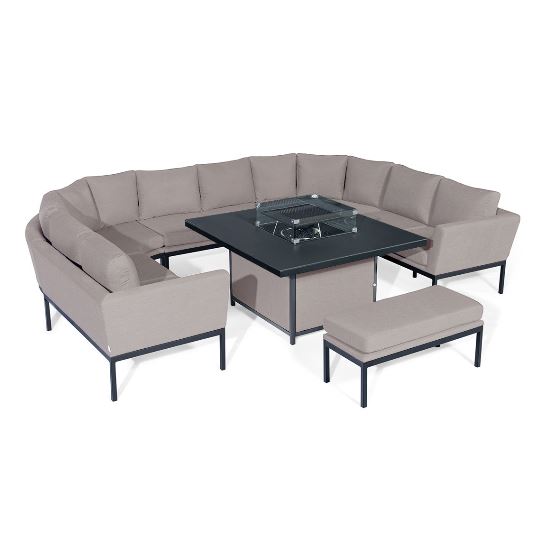 Pulse U Shape Corner Dining Set with Fire Pit Table