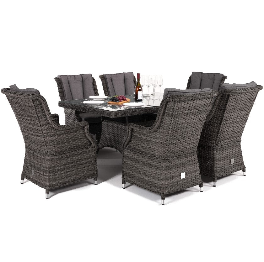 Victoria 6 Seat Rectangle Rattan Dining Set with Square Chairs