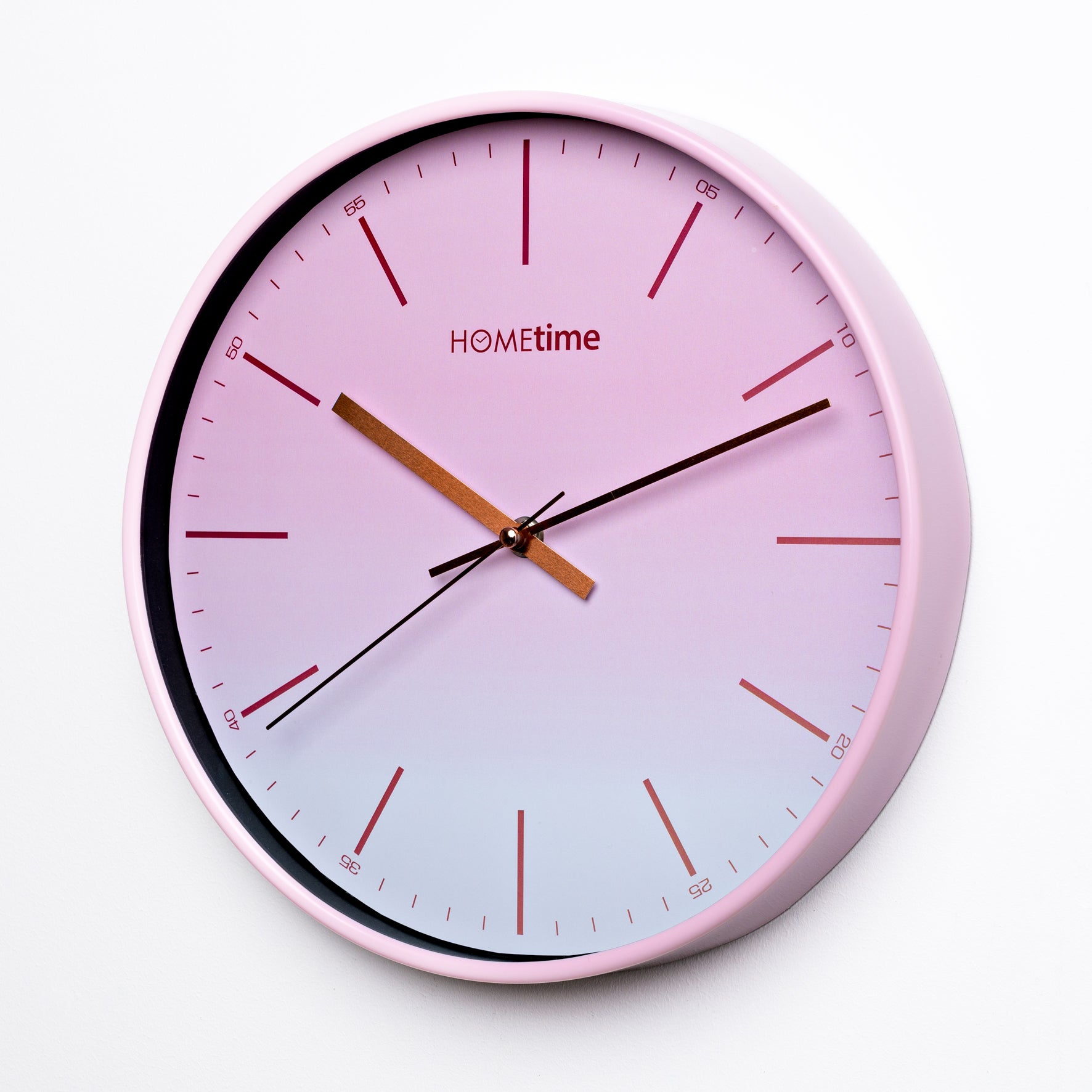 Hometime Round Wall Clock Ombre Blush Foil Numbers
