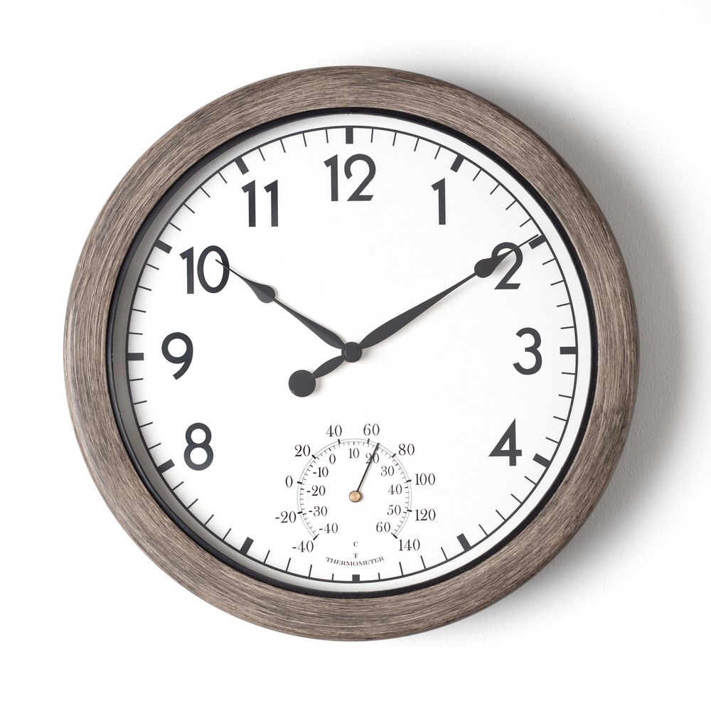 WM. Widdop Grey Outdoor Clock with Temperature Gauge
