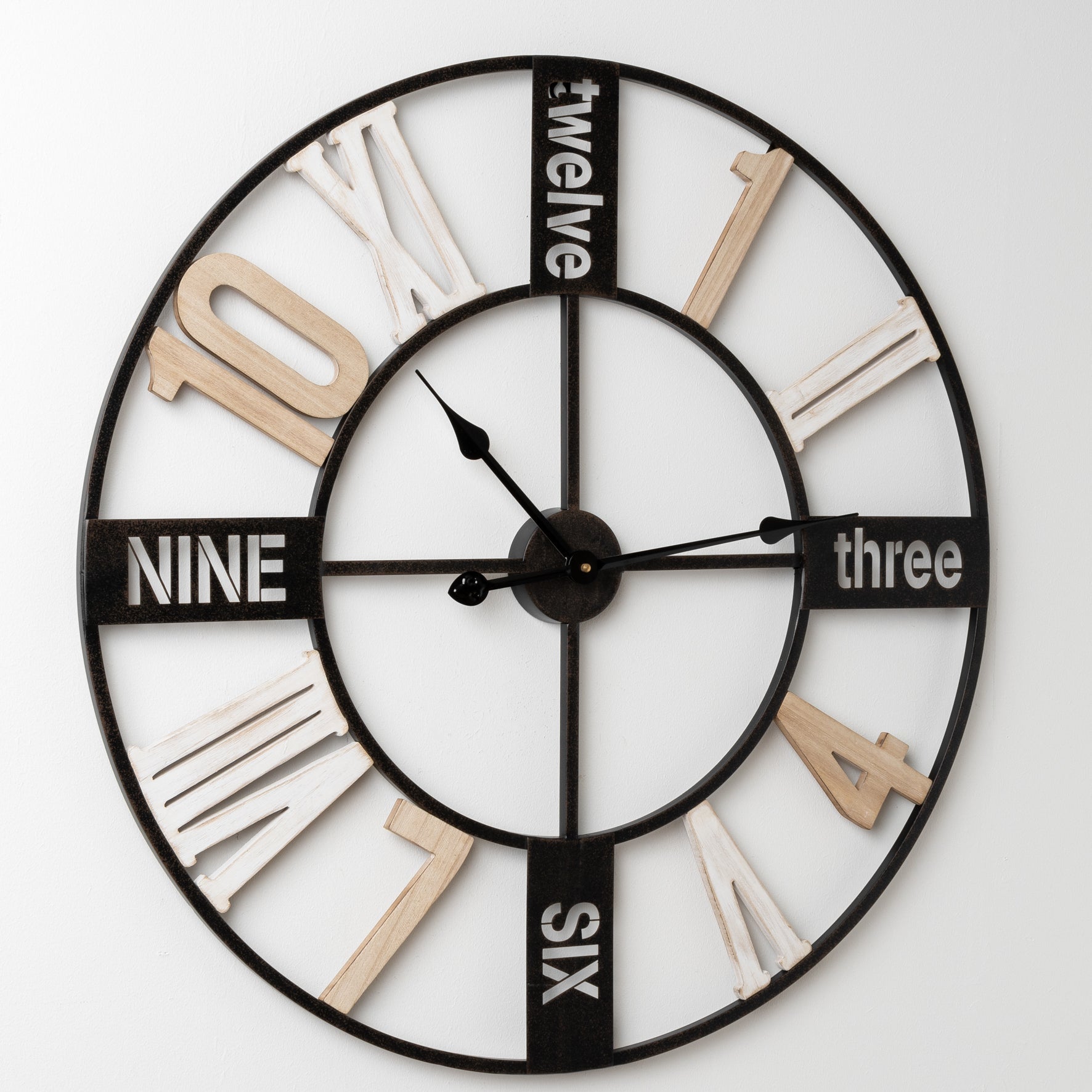 Hometime Metal & MDF Cut-Out Wall Clock 70cm