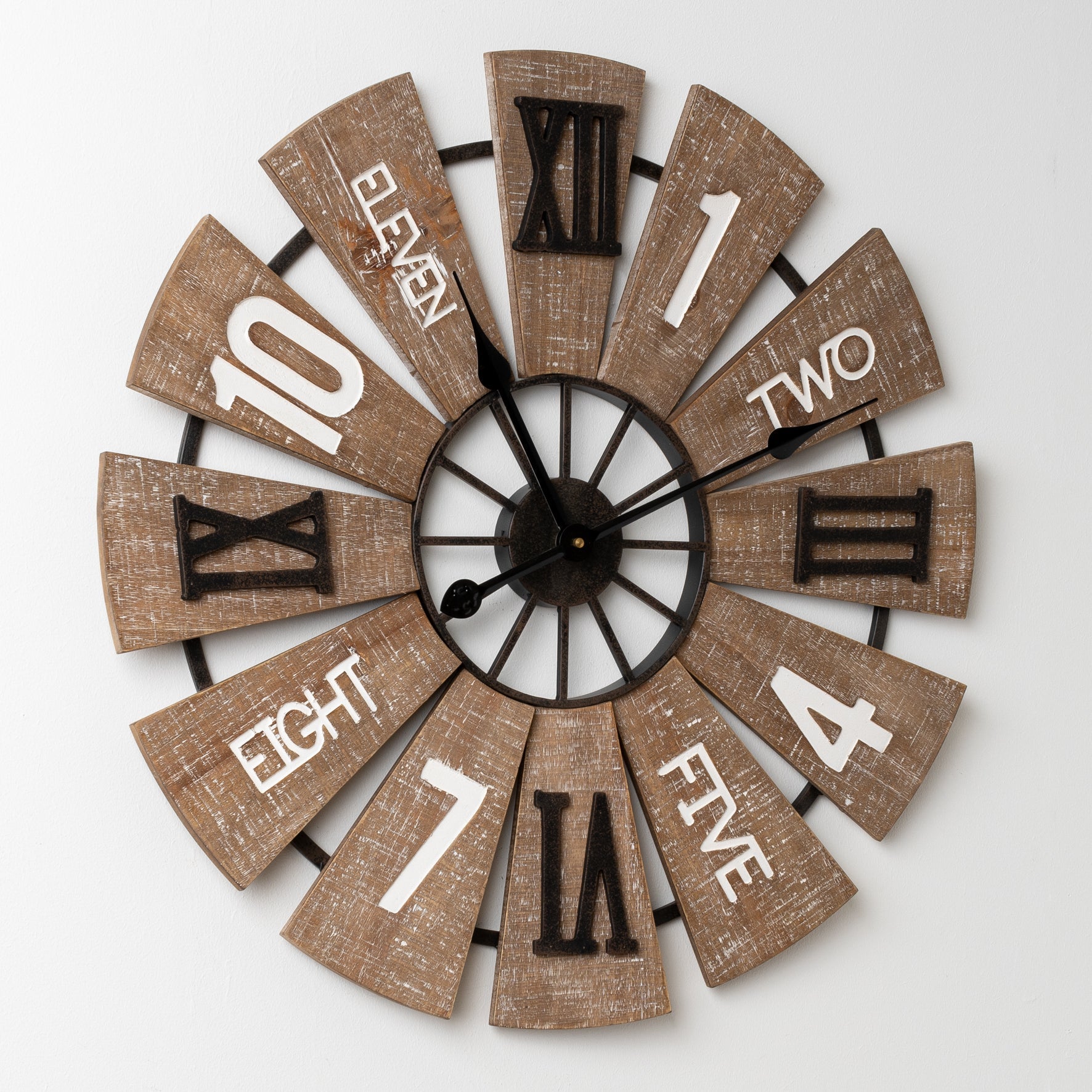 Hometime Metal and Wooden Wall Clock - Large 60cm